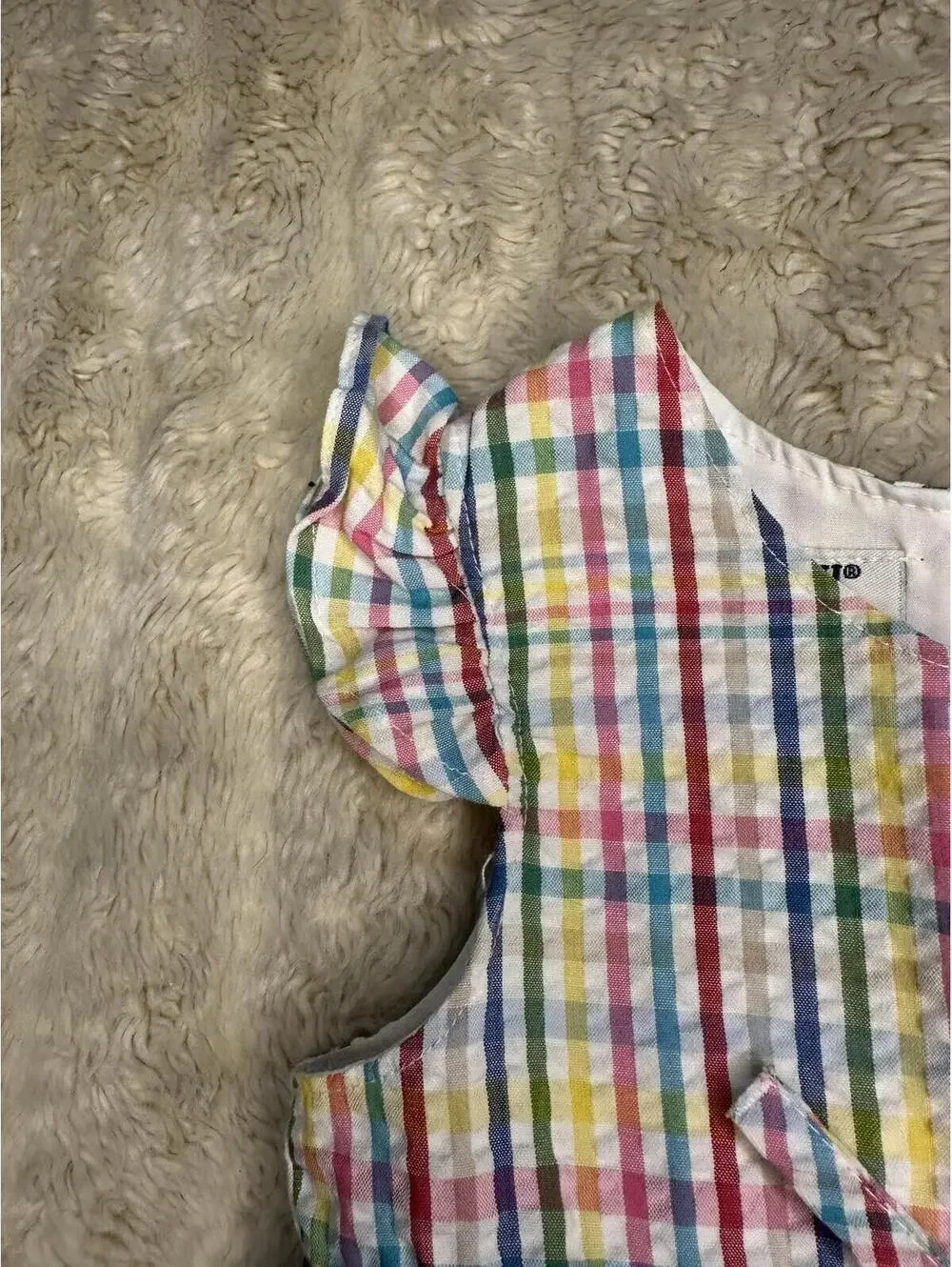 OshKosh Girl's multicolored plaid seeksucker dress Size 18M rainbow cottagecore